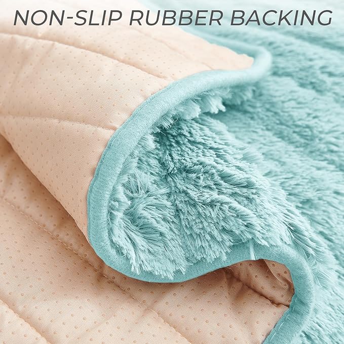 RBSC Home Plush Recliner Slipcover 23 Inches Baby Blue Chair Covers Artificial Wool Lazy Boy Cover Quilted Cover for Recliner Chairs and Furniture Soft Warm