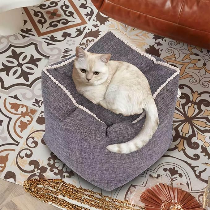 Louis Donné Boho Neutral Decorative Unstuffed Pouf Cover, Poofy Ottomans Foot Rest for Living Room Floor Cushion Footstool Moroccan Tufted for Storage 45x45 Camping (Only Cover) (No Filler)