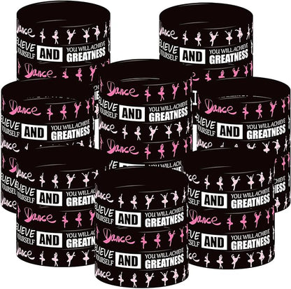 48 Pieces Ballet Party Wristbands Rubber Bracelets - Ballet Dance Birthday Party Favors Supplies Decorations Girl Party Goodie Bag Favor Stuffer Stretchable Silicone Wristband
