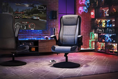 RESPAWN 800 Gaming Chair Floor, Swivel Rocker Gaming Chair, High Back Ergonomic Floor Gaming Chair for Kids and Adults, Gaming Recliner, Floor Rocker Chair with Armrests - Grey Fabric