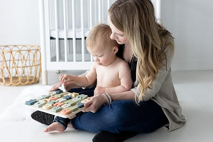 Pearhead Wooden Alphabet Puzzle, Colorful ABC Letters, Interactive Learning Board Educational Montessori Toy, Baby and Toddler Ages 1+ Years