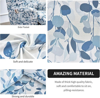 NILUOH Stretch Recliner Cover 4 Pieces Printed Lazy Boy Chair Covers Recliner Sofa Slipcover Anti-Slip Fitted Furniture Protector with Elastic Bottom, N1