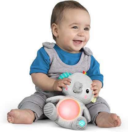Bright Starts Hug-a-Bye Baby Elephant Stuffed Animal Musical Toy, Soft Toy Soother Plays Songs & Lights up, Newborn and up