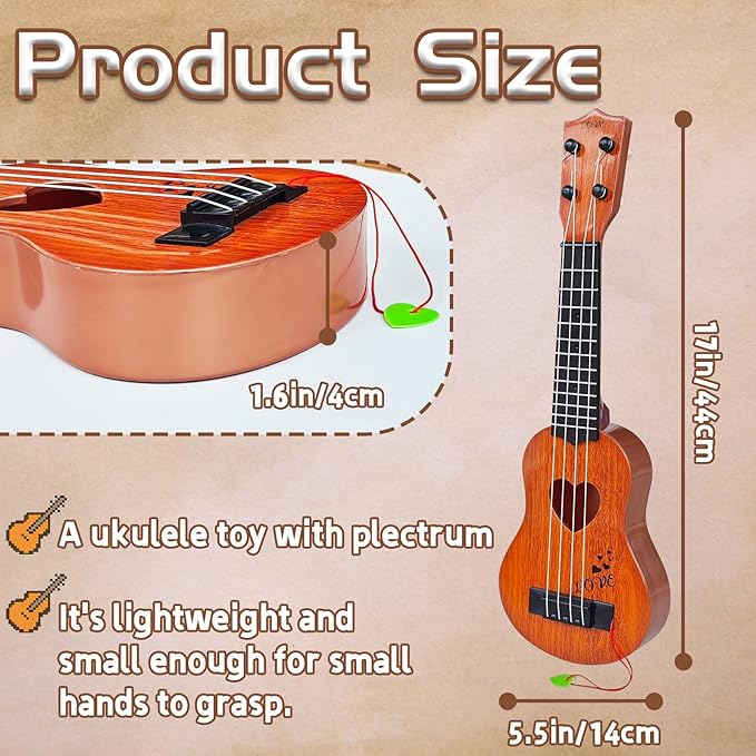 Kids Toy Classical Ukulele,17 Inch 4 Strings Guitar Ukulele Musical Toy,Educational Guitar Toy for Toddlers and Preschoolers