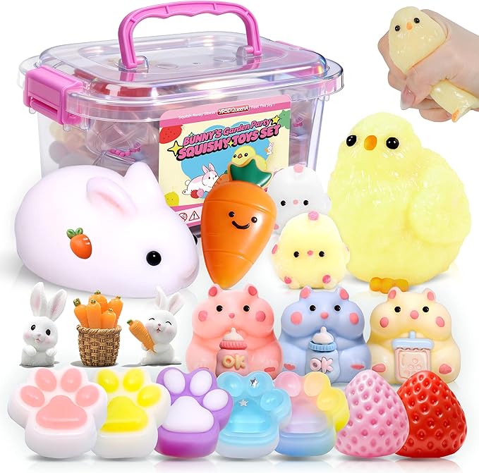 20Pcs Taba Squishy Toys Pack-Easter Taba Squishy Sensory Fidgets Toys Party Favors for Kids 4-8 8-12 -Kawaii Taba Squishies Squeeze Toys for Girls-4 5 6 7 8 9 10 11 12 Year Old Girl Birthday Gifts