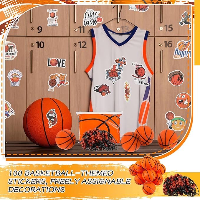 190 Pcs Basketball Party Favors Set Basketball Party Supplies Include Basketball Gift Bags Mini Balls Bracelet Stickers for Sport Party Favors Basketball Birthday Party Decorations