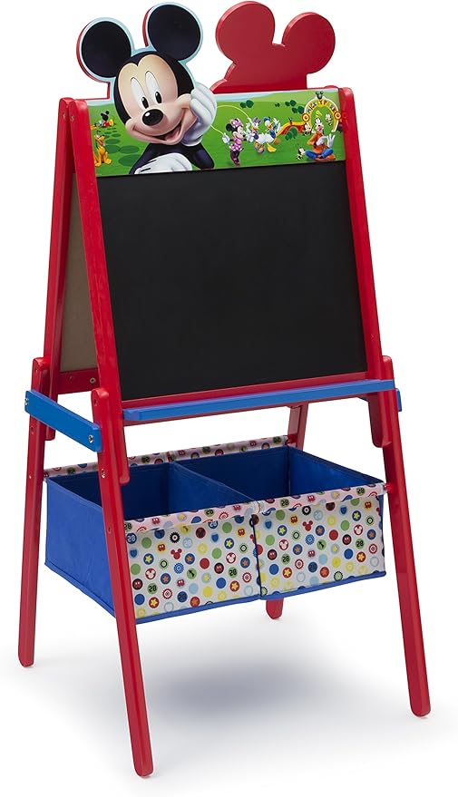 Delta Children Wooden Double-Sided Easel with Storage - Greenguard Gold Certified, Disney Mickey Mouse