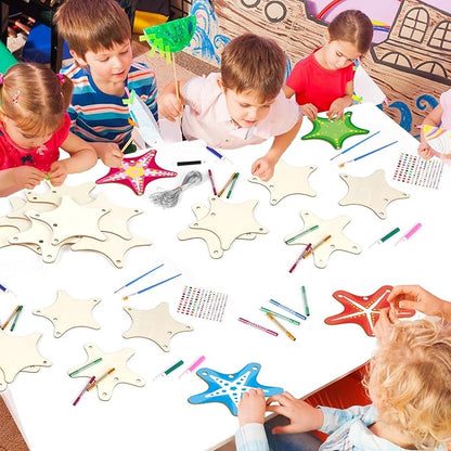 gisgfim 16 Pack Star Wind Chime Kits Star Crafts for Kids Make Your Own Star Wind Chime Wooden DIY Arts and Crafts for Summer Party School Classroom Decorations Supplies Birthday Favors