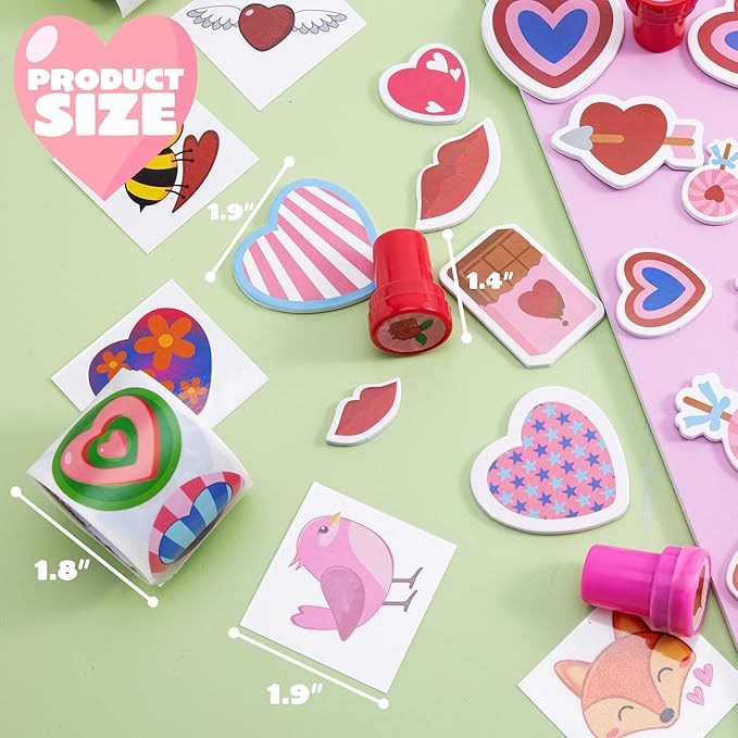 JOYIN 700+ Pcs Valentines Day Party Favor Supplies Craft Set, Foam Stickers for Kid, Tattoos, Stampers & Stickers for Decorations, Photo Props, School Classroom Holiday Exchange Game Prizes, Art Craft
