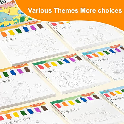 YPLUS Paint with Water Books for Toddlers, Art Craft Toys Watercolor Painting Paper for Kids Gift for Drawing with Brush - Dinosaur