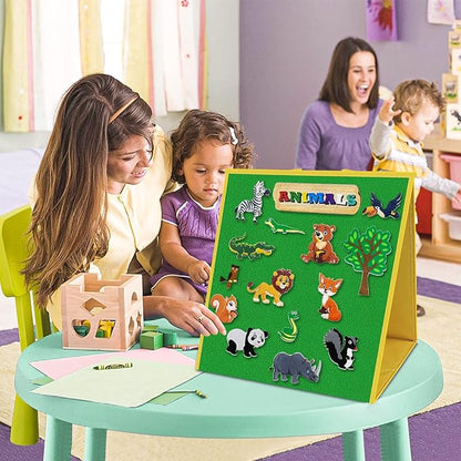 Foldable Felt Board for Toddlers Flannel Board Stories for Preschool Early Learning Interactive Storytelling Double Sided Felt Story Board Reusable Wall Hanging Holiday Gift for Kid (17 * 17)