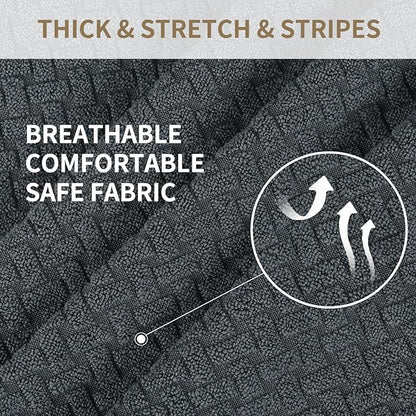 JIVINER 8-Piece Recliner Sofa Cover Stretch Jacquard Reclining Couch Cover for 3 Cushion Recliner Slipcovers 3 Seater Recliner Furniture Covers with Pocket (Sofa Recliner, Dark Gray)