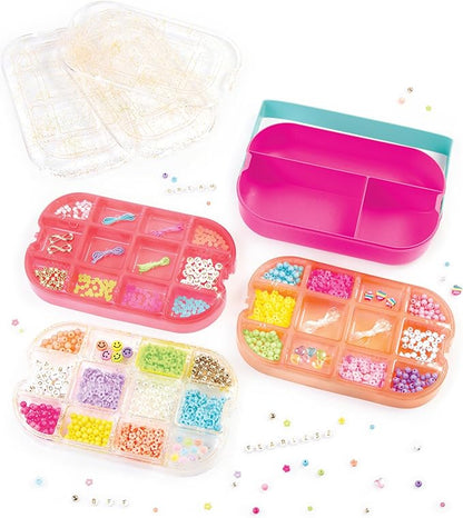 Make It Real: Beads 2-Go! DIY Jewelry Set - 1381pc, Bento Style Travel Case, 1370 Beads, Design & Create Personalized Jewelry, Girls & Kids Ages 8+