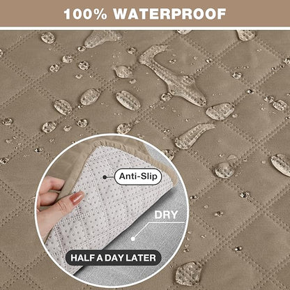 TAOCOCO Loveseat Recliner Cover Non-Slip Sofa Slipcover, Pet Cover for Loveseat Recliner with Elastic Straps, Washable Reclining Loveseat Cover Recliner Furniture Protector (2 Seater, Camel)