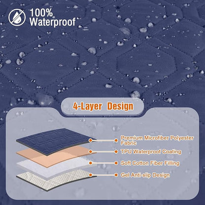 VANSOFY 100% Waterproof Recliner Chair Covers, Recliner Cover Non-Slip Dog Chair Cover Furniture Protector Washable Slipcover with Pocket, Elastic Straps for Pets, Dogs(Ocean Blue, 23.6")