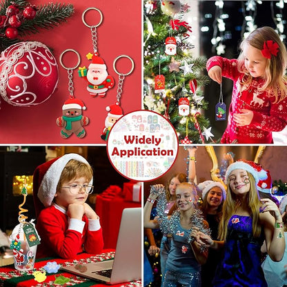 Shappy 160 Pcs Christmas Party Favors Prizes Gift Bulk, Assortment Toys Plastic Cups with Lids Mini Christmas Squeeze Slap Bracelets Straws Sticker Gift Tags and Keychains Xmas Goodie Bags for Kids
