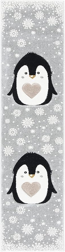 SAFAVIEH Carousel Kids Collection Runner Rug - 2'3" x 6', Light Grey & Black, Non-Shedding & Easy Care, Ideal for High Traffic Areas for Boys & Girls in Playroom, Nursery, Bedroom (CRK132F)