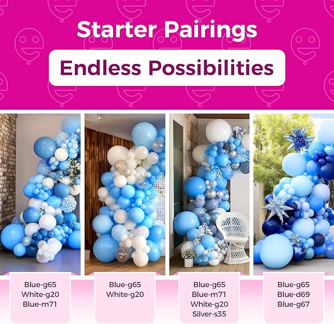 Bezente Blue Balloons Latex Party Balloons - 100 Pack 12 inch Round Helium Light Blue Balloons for Bridal Shower Wedding Birthday Party Decorations