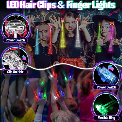 286PCS Glow in the Dark Party Supplies for Kids Adult, Light Up Party Favors with Light Up Glasses, Tubes, Hair Clips, Glow Sticks Bulk Party Pack DIY Glow Necklaces Bracelets Headband for Neon Party