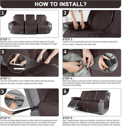 TAOCOCO Recliner Sofa Slipcover Couch Covers for 3 Cushion Couch, Pet Sofa Cover for 3 Seat Recliner Sofa, Washable Reclining Sofa Cover Furniture Protector with Elastic Straps(3 Seater, Chocolate)