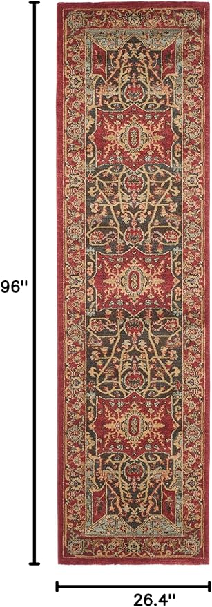 SAFAVIEH Mahal Collection Runner Rug - 2'2" x 8', Red & Red, Traditional Oriental Design, Non-Shedding & Easy Care, Ideal for High Traffic Areas in Living Room, Bedroom (MAH625D)
