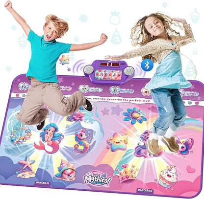 maysida Kids Dance Mat Toy, Dancing Music Mat with 1 & 2 Player Mode, Large Size (59 * 38 in), Birthday for 3 4 5 6 7 8 Year Old Girls Toddlers
