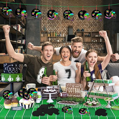 JULMELON 36 PCS Football Crafts for Kids, Rainbow Scratch Paper Art for Kids Football Party Favors Football Helmet Scratch Off Cards for Football Themed Birthday Party Supplies School Activities