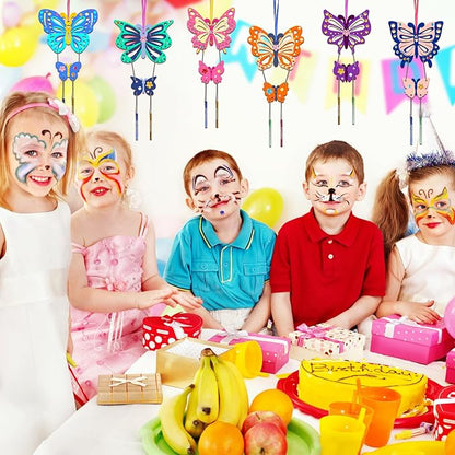 Fennoral 12 Pack Butterfly Wind Chime Kits for Kids Make Your Own Hollowed Out Butterfly Wind Chime DIY to Paint Butterfly Wooden Arts and Crafts for Kids Spring Summer Art Activity Birthday Party