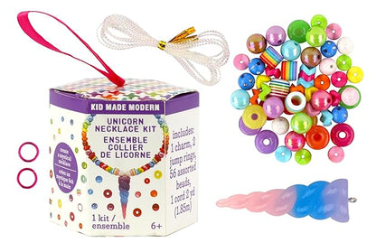 Kid Made Modern Unicorn DIY Necklace Kit & Craft Sets with Beads, Charm, Jump Rings, Cord - Kids Jewelry Making Kit for Girls Ages 6 7 8+