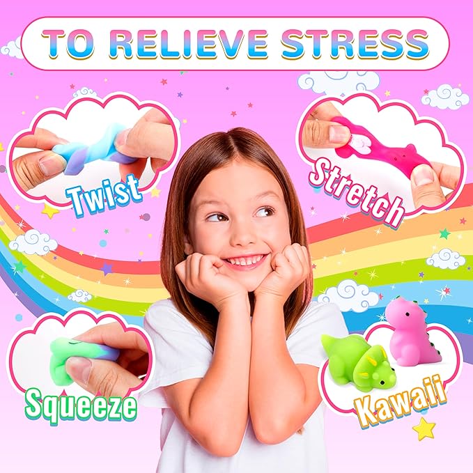 150 Pack Mochi Squishy Toys Kawaii Squishies Stress Relief Toys Pack Boys Girs Party Favors Bulk Birthday Gifts Valentines Day Gifts for Kids Easter Egg Fillers Easter Hunt Basket Pinata Stuffers