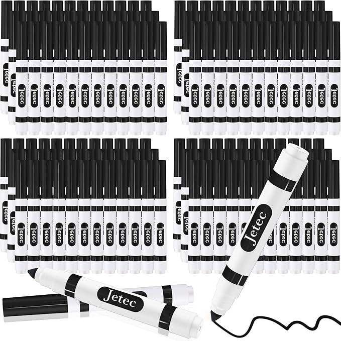 Janlaugh 144 Pcs Black Markers Bulk Washable Markers Set Broad Line Markers Broad Tip Classic Washable Markers for Kids, Teachers, Students, Party Favors, School Supplies, Donations