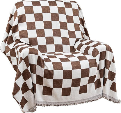 Recliner Chair Covers Lazy Boy Recliner Covers Armchair Cover Blanket Sofa Thick Soft Fabric Living Room Bedroom Throw Washable Sofa Slipcovers for Pets Kids (Brown Plaid)