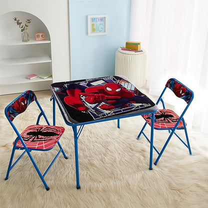 Idea Nuova Marvel Spiderman 3 Piece Children's Activity Square Table and Chair Set, Ages 3+ (NN201039)