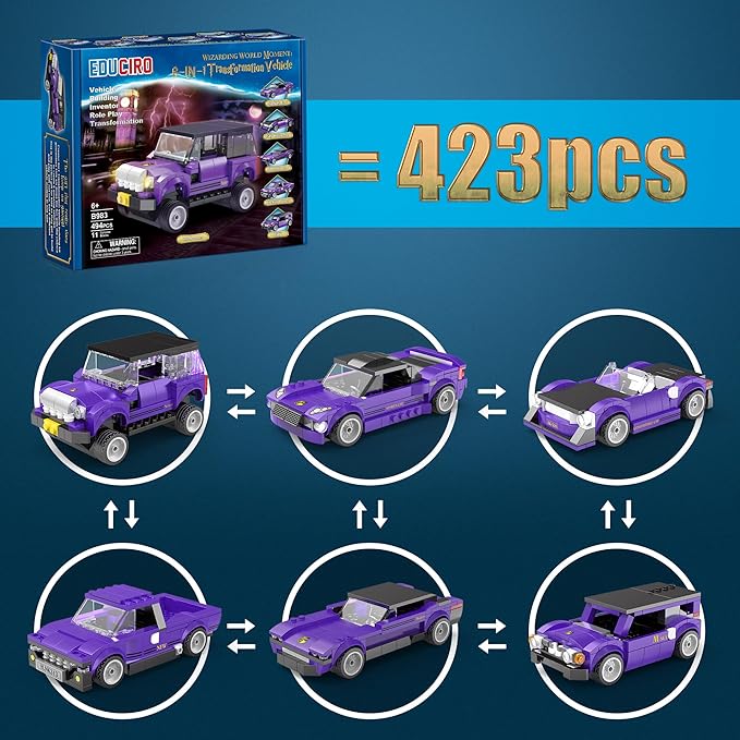 Educiro 6 In1 Speed Champions Car Building Set,Race Car Toy Model Gift for Kids, Girls, and Boys Ages 7-9 (494pcs)