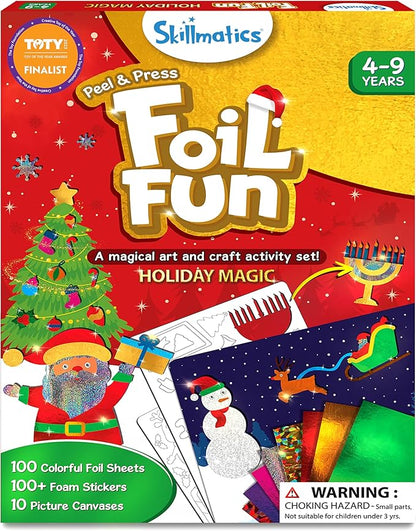 Skillmatics Art & Craft Activity - Foil Fun Holiday Magic, No Mess Art for Kids, Christmas Craft Kits & Supplies, DIY Creative Activity, Gifts for Boys & Girls Ages 4, 5, 6, 7, 8, 9