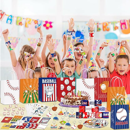 Party Favors, 112Pcs Birthday Party Decorations include a Face Stickers, Slap Bracelets, Masks, Gifts Boxes, Stamps, Stickers Best Gift Bag Filler for Themed Party