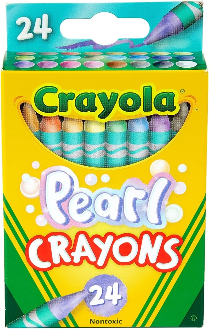 Crayola Pearl Crayons, Pearlescent Colors, 24 Count, Coloring Supplies, Gift for Kids, Ages 3, 4, 5, 6