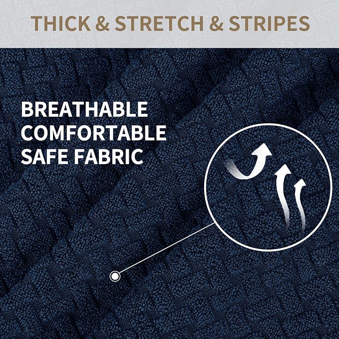 JIVINER Oversized Recliner Chair Covers 4 Piece Stretch Lazy Boy Recliner Sofa Slipcover Jacquard Large Recliner Covers with Elastic Bottom Soft Furniture Protector (XL Recliner,Navy Blue)