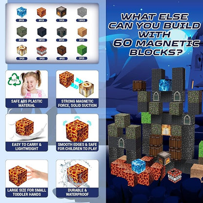 Magnetic Blocks - Build Magnetic Dark Castle Set - Magnetic Toys for Montessori Toddler Christmas Birthday Gifts - STEM Sensory Toys for 3 4 5 6 7 8 9 10 Year Old Boys & Girls