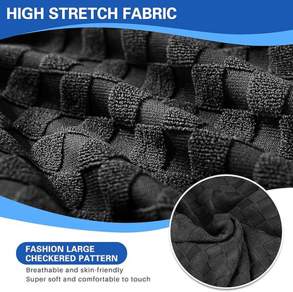 MAXIJIN Recliner Cover Slipcovers for Living Room 4 Pieces Stretch Jacquard Recliner Chair Cover Soft Fitted Recliner Protector with Elastic Bottom for Kids, Pets (Recliner, Black)