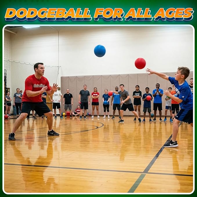 5 Inch Red & Blue Playground Dodgeballs - (2-Pack) - Small Playground Balls for Kids, Teens & Adults - Indoor & Outdoor Gym Sports Balls for Dodgeball, Four Square, PE, Recess Games w/Hand Pump