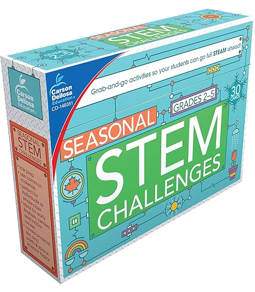 Carson Dellosa Seasonal STEM Challenges STEM Kits, 30 STEM Building Activities and Educational Games, Grades 2-5 STEM Learning Toys, STEM Kids Ages 7-11