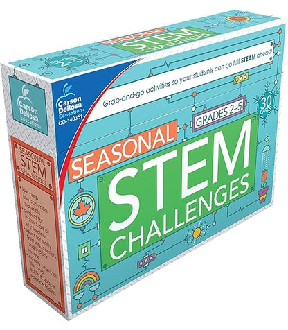 Carson Dellosa Seasonal STEM Challenges STEM Kits, 30 STEM Building Activities and Educational Games, Grades 2-5 STEM Learning Toys, STEM Kids Ages 7-11