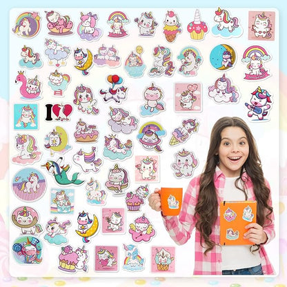 122pcs Unicorn Party Favors for Kids, Unicorn Party Decorations, Includes Unicorn Stampers for Kid, Slap Bracelets, Rings, Stickers, Luggage Sticker Unicorn Party Supplies for Birthday Gift