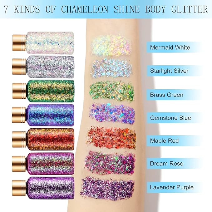 Pure Gold Face Body Eye Rave Glitter Gel, Self-Adhesive Hair Glitter for Women Kids, Holographic Chunky Sparkle Shine Shimmer Makeup for Singer Concert Music Festival Accessories, 1oz