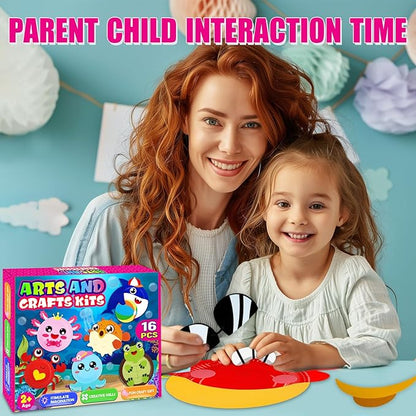 16 Pack Arts and Crafts for Kids, Toddler Crafts Animal Paper Plate Art Kit Gift for 3 4 5 6 Year Old Boys Girls DIY Kids Crafts for Birthday Party Favor Preschool Classroom Party Games