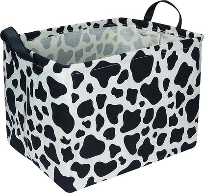 NTAOHAMPER Rectangular Cow Storage Basket, Waterproof Cowprint Box with Handles, Room Decor, Gift Basket for Cow Lovers, Collapsible Storage Bin