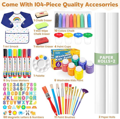 Art Easel for Kids Easel for Toddlers, Adjustable Wooden Kids Drawing Easel with Magnetic Whiteboard & Chalkboard, Kids Dry Erase Board, Easel for Kids Ages 3 4-8 9-12,Green w/Tray