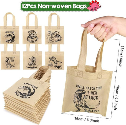 Golray 72Pack Dinosaur Birthday Party Supplies Favors Safari Hat Tote Goodie Bags Luminous Dino Figure Tattoo Keychain Slap Bracelet for Kid Boy Safari Jungle Explorer Dinosaur Party Favor Supplies