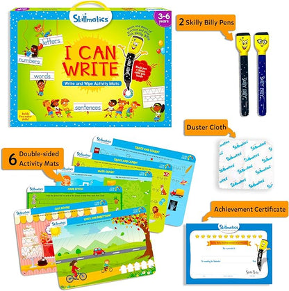 Skillmatics I Can Write, Preschool Learning Activities, Educational Toy and Game, Back to School Supplies, Reusable Activity Mats, Gifts for Students, Kids, Ages 3, 4, 5, 6